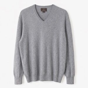 Black Brown 1826 100% Cashmere Grey V-Neck Sweater – Size 3XL